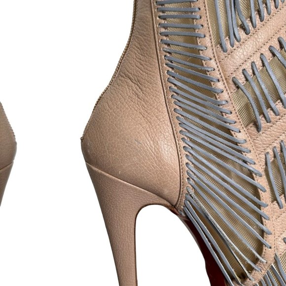 Christian Louboutin Pink and Cream Ankle Booties with Stiletto Heel - Picture 8 of 16